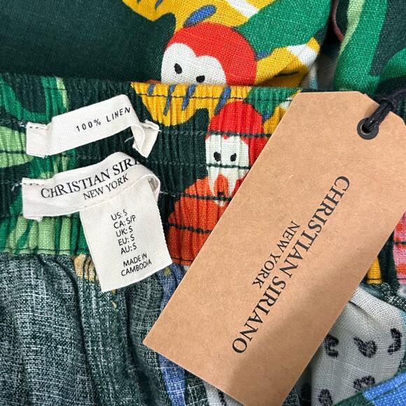 Christian Siriano Linen Wide Leg Pants Tropical Jungle Print NWT Small Resort - Picture 12 of 14